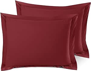 Nestl Soft Pillow Shams Set of 2 - Double Brushed Microfiber Pillow Covers - Hotel Style Premium Bed Pillow Cases, with 1.5” Decorative Flange, Standard 20"x26" - Burgundy