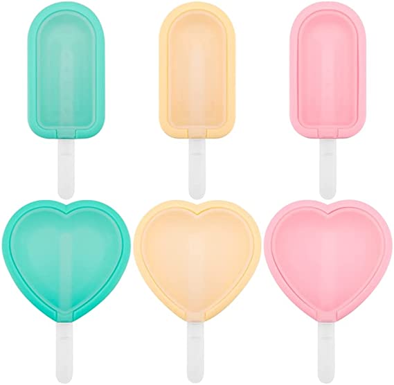 FANTESI 6 Pcs Ice Lolly Moulds, Silicone Ice Cream Maker Popsicle Mold Chocolate Pop Mould Forms with Sticks and Non-Spill Lid for Kids and Adults