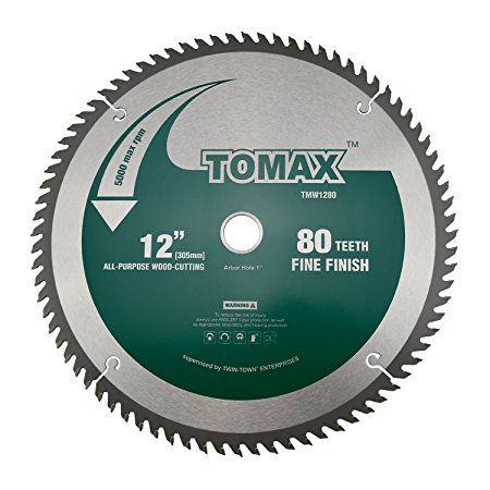 TOMAX 12-Inch 80 Tooth ATB Fine Finish Saw Blade with 1-Inch Arbor