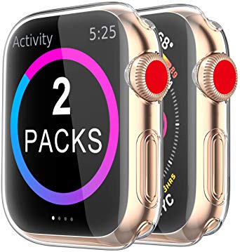 [2 Pack] BRG Case for Apple Watch Screen Protector 40mm 44mm 38mm 42mm,iWatch Series 5 4 3 Soft TPU HD Clear Ultra-Thin Overall Protective Cover Case
