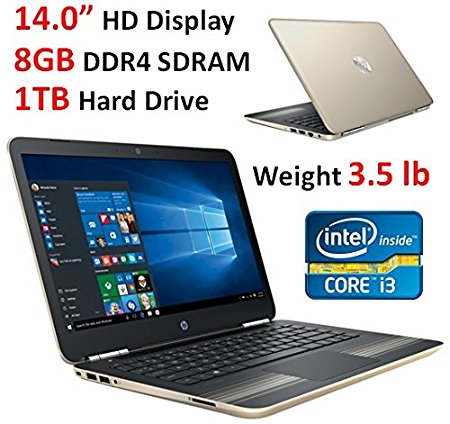 2017 HP Pavilion 14’’ HD WLED-Backlit HD (1366x768) Display Laptop, Intel Core i3-6100U, 8GB RAM, 1TB HDD, Backlit Keyboard, 802.11AC, Bluetooth, B&O Play, Up to 8.5 Hours Battery Life, Windows 10