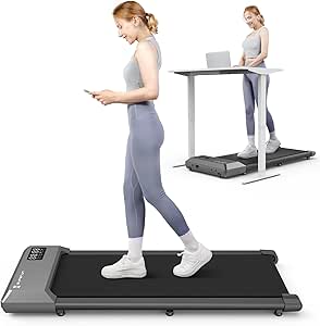 Superun Walking Pad Treadmill,Under Desk Treadmills for Home & Office,Portable 2.5 HP Treadmill with Remote Control & Smart Motion APP,265 Lbs Capacity