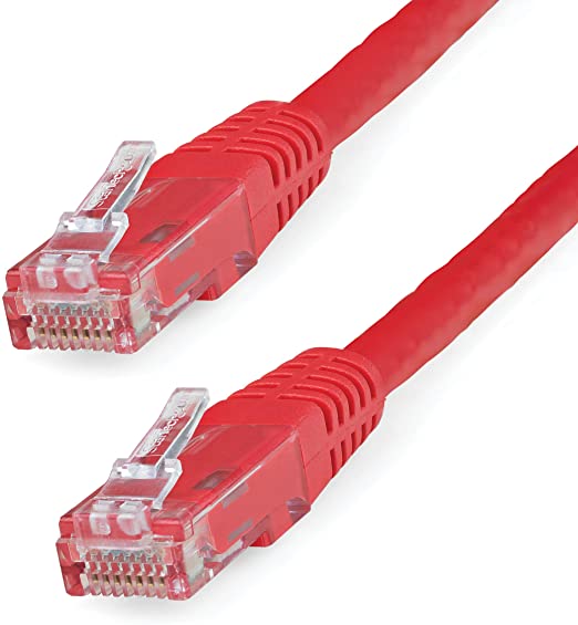 StarTech.com 10ft CAT6 Ethernet Cable - Red CAT 6 Gigabit Ethernet Wire -650MHz 100W PoE RJ45 UTP Molded Network/Patch Cord w/Strain Relief/Fluke Tested/Wiring is UL Certified/TIA (C6PATCH10RD)