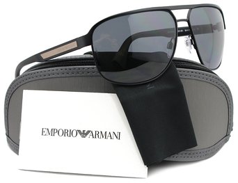 Emporio Armani EA2025 Aviator Polarized Sunglasses Matte Black w/Crystal Grey (3001/81) EA 2025 300181 64mm Authentic