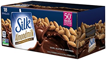 Silk Pure Almondmilk, Dark Chocolate, 8 Ounce, 18 Count, Chocolate Flavored Non-Dairy Almond Milk, Individually Packaged