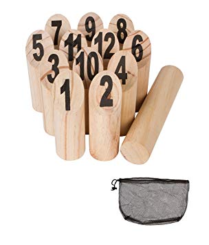 13 Piece Wooden Outdoor Throwing Game with Mesh Carry Bag by Trademark Innovations