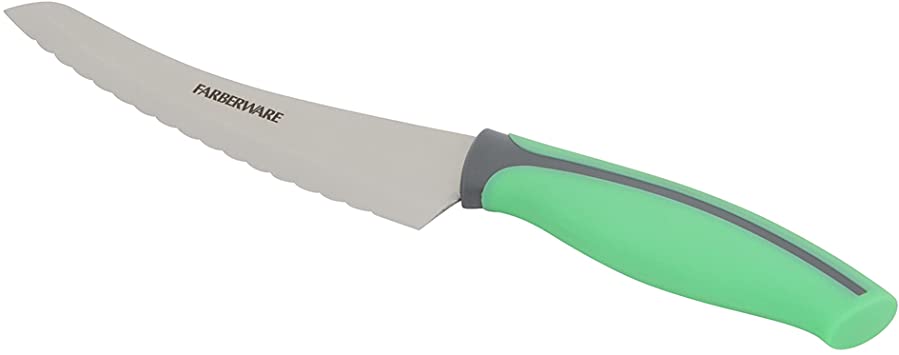 Farberware Soft Grip Serrated Utility Knife, 5.5-Inch, Green