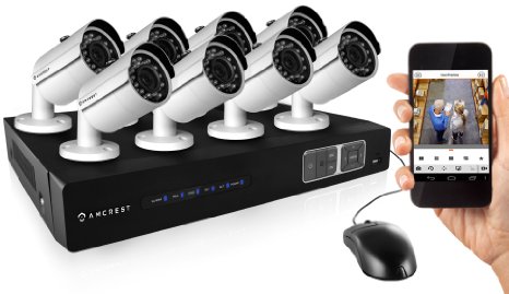 Amcrest 720P Tribrid HDCVI 8CH 2TB DVR Security Camera System w 8 x 1MP Bullet Cameras White