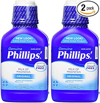 Phillips' Milk of Magnesia Laxative (Original, 26-Fluid-Ounce Bottle, Pack of 2)