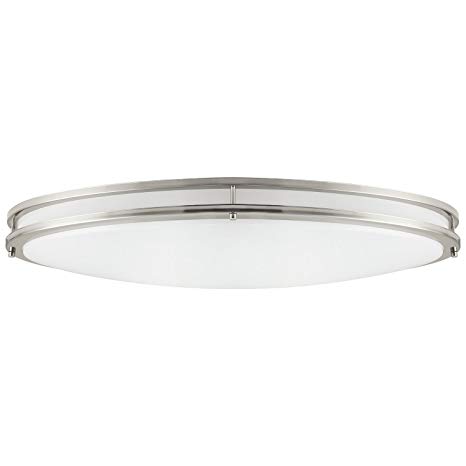 32-Inch Oval Flush Mount Ceiling Lighting Fixture (Brushed Nickel)