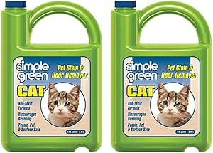 Simple Green Cat Stain & Odor Remover - Enzyme Cleaner for Cat Urine, Feces, Blood, Vomit (1 gallon Refill) (Pack of 2)