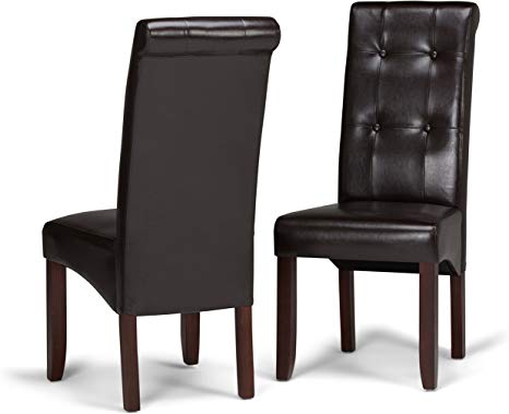 Simpli Home Cosmoplitan Deluxe Tufted Parson Dining Chair, Dark Brown (Set of 2)