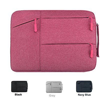 13-13.3 Inch Water-Resistant Shockproof Laptop Sleeve with Handle for 13 Inch Macbook Pro 2016 Retina, Macbook Air 13.3", Surface Laptop 2017, Most 13-13.3" Notebook Chromebook Carrying Bag, Hot Pink