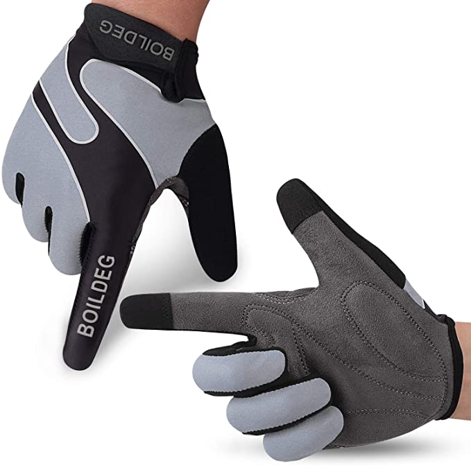 boildeg Cycling Gloves Full Finger Mountain Bike Gloves with Anti-Slip Shock-Absorbing Pad Breathable,Touchscreen MTB Road Biking Gloves for Men/Women