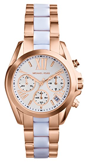 Michael Kors Women's Safari Chic Mini Bradshaw Watch, Rose Gold/White, One Size