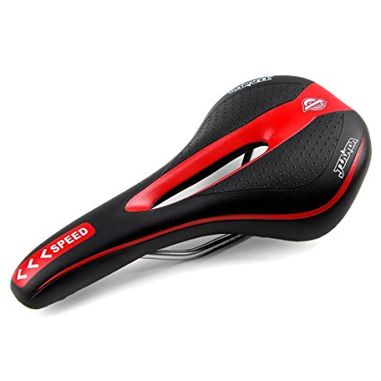 Lerway Comfortable Design Bike Race Saddle Cycling Seat Cushion Pad MTB Saddles (Black & Red)