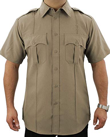 First Class 100% Polyester Short-Sleeve Adult Men's Uniform Shirt Tan