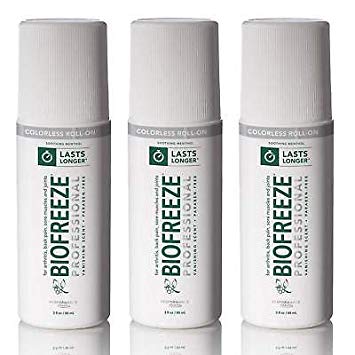 Biofreeze Professional Pain Therapy Gel - COLOURLESS FORMULA - Topical Cold Therapy Pain Relief For Drug Free Pain Management - 5% Menthol - 89ml Roll-On (Pack of 3)