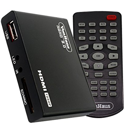 VonHaus Nano 3.0 Media Player- HD TV Digital Mini Media Player - 1080p - MKV - Play any file from USB HDDs/Flashdrives/Memory Cards