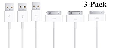 Elecmark (3-Pack) 30-Pin 3ft USB Data Charger Cable Cord for Apple iPhone 4/4s/3G/3GS, iPad 1/2/3, iPod