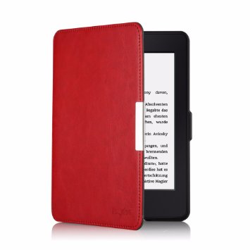 EasyAcc Kindle Paperwhite Case Ultra Slim Cover Cell for All New Kindle Paperwhite 2015 300 PPI 3rd Gen / 2014 / 2013 / 2012 with Magnetic Auto Sleep Wake Function, Protector Screen - Red