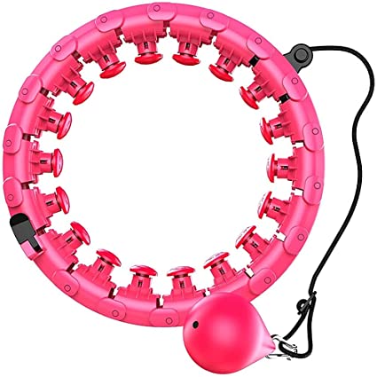 The Fellie Smart Fitness Hoops, Weighted Hoola Hoops 24 Section Adjustable Weight Loss, 2 in 1 Abdomen Fitness Weight Loss Massage No Fall Smart Weighted Exercise Hoop for Adults Men and Women