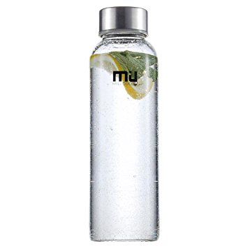 MIU COLOR 18oz Glass Water Bottle - Eco-friendly Borosilicate Glass, No BPA, PVC and Lead, with Portable Nylon Sleeve, Bottle Brush, for Outdoor, Running, Bike, Car, Travel