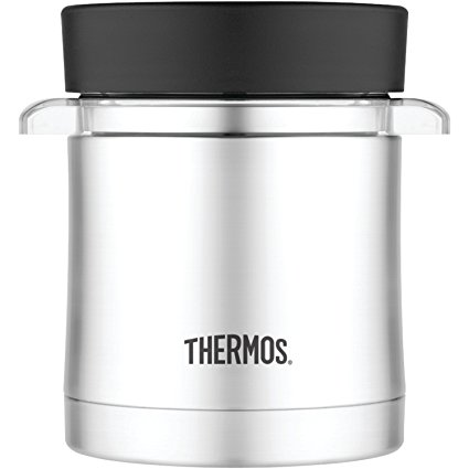 Thermos Food Jar with Microwavable Container, 12-Ounce, Stainless Steel