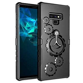 Avalri Samsung Galaxy Note 9 Case, Gearwheel Armor Dual Layer Protective with 360 Degree Rotating Metal Kickstand Cover for Galaxy Note 9 (Black)