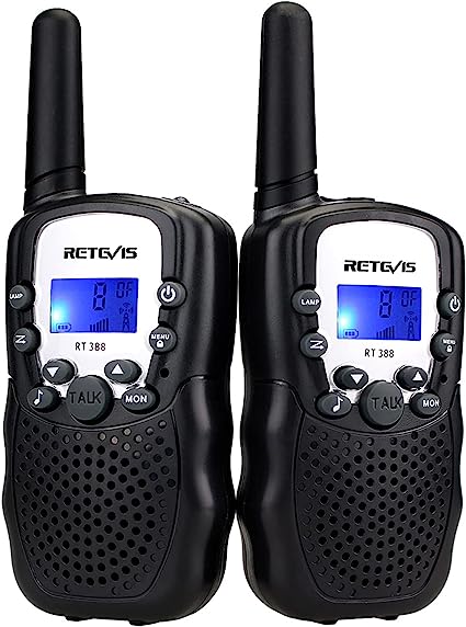 Retevis RT388 Walkie Talkies for Kids, Long Range Toy Gift for 3-12 Years Old Boys, VOX Flashlight, for Camping, Family outdoor Adventures (1 Pair, Black)