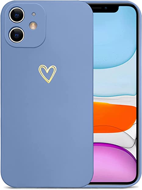 Ownest Compatible with iPhone 11 Case for Soft Silicone Gold Heart Pattern Slim Protective Shockproof Case for Women Girls for iPhone 11-Navy Purple