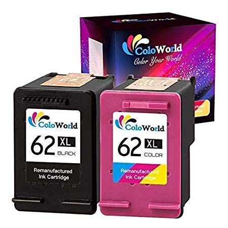 ColoWorld Remanufactured Ink Cartridge Replacement for 62xl Black and Color Combo Pack High Yield 62XL Ink Cartridge Use with Envy 5540 5541 5542 5549 5640 5642 Envy 5643 5644 Officejet 200 5746 8040