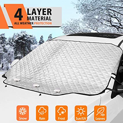 MATCC Car Windshield Snow Cover Frost Guard Winter Windshield Snow Ice Cover Magnetic Edges Car Snow Windshield Protector for Most Cars All Weather