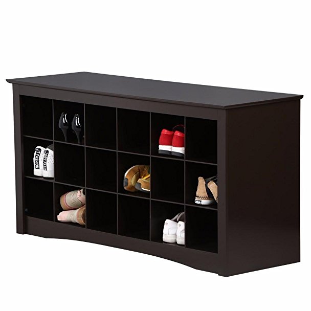 Yaheetech Espresso Shoe Storage Cubbie Bench