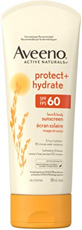 Aveeno Face Sunscreen Lotion SPF 60, Protect and Hydrate, UVA and UVB Protection, value size at 188 mL