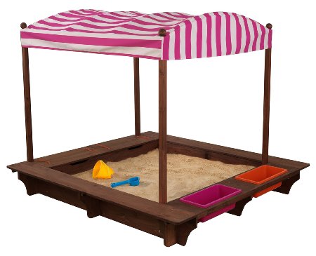 Outdoor Sandbox with Canopy - Pink and White