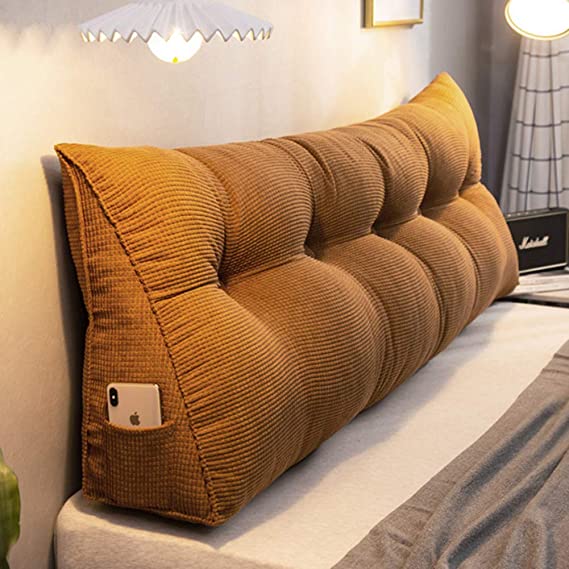 Triangular Headboard Pillow, 39" Triangle Cushion Reading Pillow Large Bolster Backrest Positioning Support Wedge Pillow for Daybed Bed with Removable Cover
