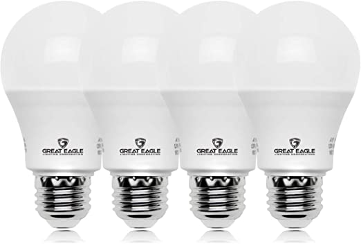 Great Eagle 100W Equivalent LED Light Bulb 1500 Lumens A19 4000K Cool White Non-Dimmable 15-Watt UL Listed (4-Pack)