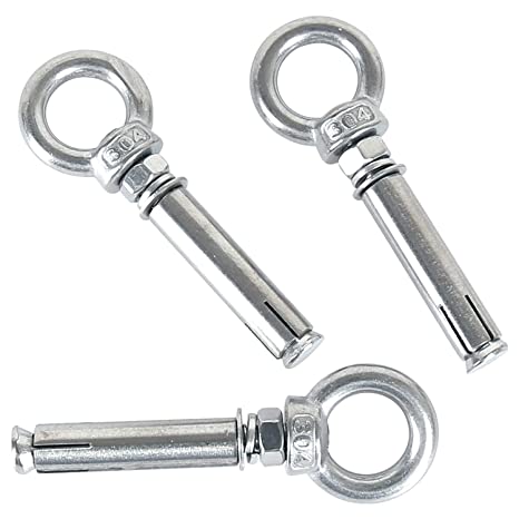 M6 x60mm Expansion Bolt,Anchor Bolt 304 Stainless Steel Ring Lifting Anchor Eye Bolt Expansion Eyebolt for Wall Anchors and Brick 5PCS