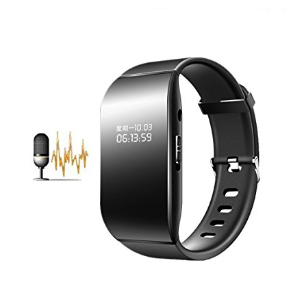 Mofek New Smart Wristband Digital Audio Voice Recorder Watch Portable Sounds Recording and MP3 Player for Sports, Class, Interviews, Meetings, Lecture - Black(16GB)