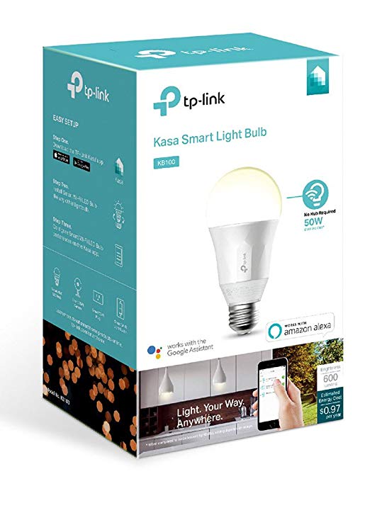 Kasa Smart WiFi Light Bulb by TP-Link – 50W Equivalent, No Hub Required, Works with Alexa & Google (KB100)