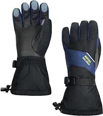 Ski Gloves, Waterproof Touchscreen Snowboard Gloves, 3M Thinsulate Warm Winter Snow Gloves for Cold Weather, Fits Both Men & Women