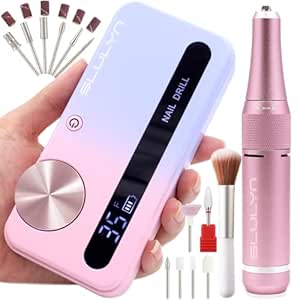 Nail Drill Professional, 35000 RPM Cordless Nail Drill for Acrylic Nails Gel Polishing, Portable Electric Nail Drill Machine with Drill Kit, Rechargeable Nail File for Manicure Pedicure Salon Home