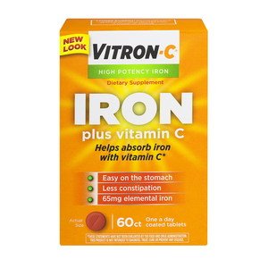 Vitron-C High Potency Iron Supplement with Vitamin C, Pack of 3 (60 Count Each) 8lgkwkc
