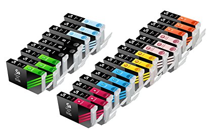 Sherman Inks and Toner Cartridges ® 24 Pack Compatible Canon CLI-8 CLI8 Ink Cartridge 3 Small Black, 3 Cyan, 3 Green, 3 Light Cyan, 3 Light Magenta, 3 Magenta, 3 Red, 3 Yellow Replacement Ink for Inkjet Printers: PIXMA MP500, MP530 MFP, MP600, MP610, MP800, MP800R, MP810, MP830, MP950, PIXMA MP960, MP970, MX850, PIXUS MP600, MP770, MP790, MP800, MP810, MP830, MP900, MP950, MP960, iP4200, iP4300, iP4500, iP5200, iP5200R, iP5300, iP6600D, iP6700D