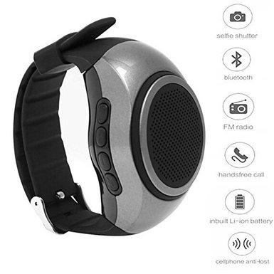 Hiwatch Wireless Speakers Bracelet Wristband Band Bluetooth Speaker Mini Hands Free Remote Control Selfie-timer  Phone Anti-Lost-Blue