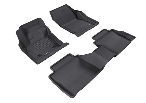 3D MAXpider Complete Set Custom Fit All-Weather Floor Mat for Select Ford Fusion Models - Kagu Rubber (Black)