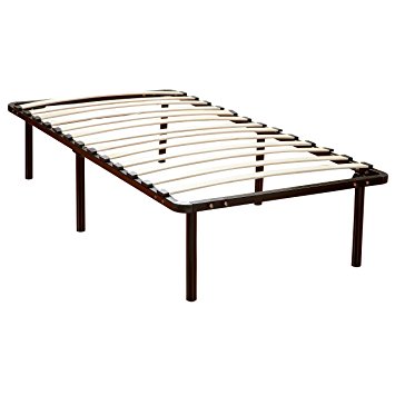 Classic Brands Europa Wood Slat and Metal Platform Bed Frame, Mattress Foundation, Twin Size