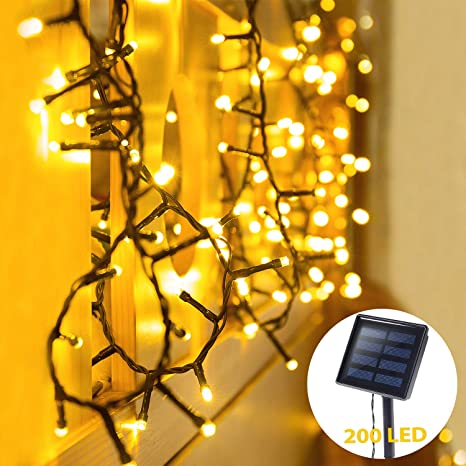 OxyLED Solar String Lights, 72ft 200 LED 8 Modes Starry Christmas Fairy Lights, Solar Powered Indoor/Outdoor Lighting, Waterproof Decoration Lights for Garden, Patio, Home, Wedding, Party (72ft 200 LED, Warm White)