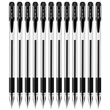 Newdoer Extra Fine Rollerball Pen 0.5mm Nib Tip 0.3mm Line Width - pack of 12 - Black